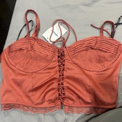 Satin Bustier Lace Up Cami