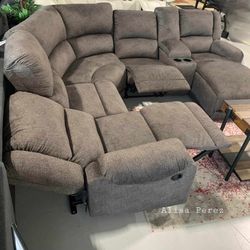 Benlocke Flannel 6-piece Reclining Sectional With//.  Home Decor, improvement,Household⭐