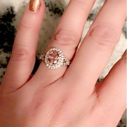 Morganite Ring, Matching Earrings And Necklace