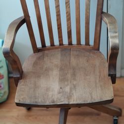 Antique Oak Swivel Bankers Chair