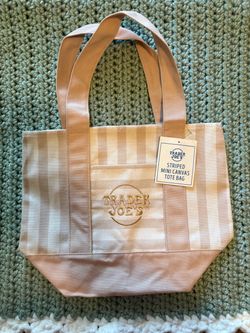 Trader Joe's Striped Mini Canvas Tote Bag