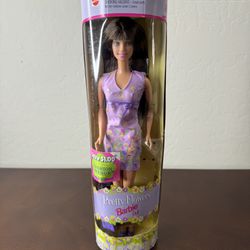 Pretty Flowers Barbie Teresa Doll #24654 Brunette Purple Dress 1999 NRFB