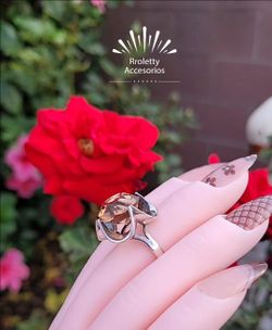 Sterling Silver 925 ring Flower Design with Citrine Stone