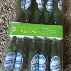 Vintage Brewery Beer Bottle String Lights 10 Piece Indoor & Outdoor Man Cave New