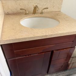 Stone countertop with faucet and sink