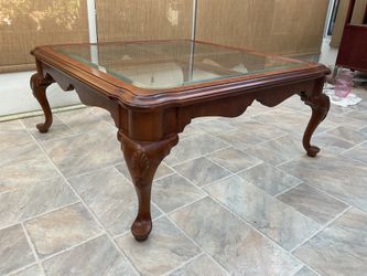 Wood Coffee Table Glass Top