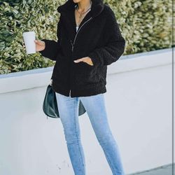 Women's Fashion Winter Coat Sherpa Fleece Faux Fur Shearling Oversized Trendy Jacket Warm R30, medium