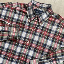 Vintage Polo Ralph Lauren Plaid Button-Down Preppy Plaid  Mens Large