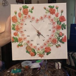 Rose Clock Made By Me Diamond Painting. Its A Real Clock 