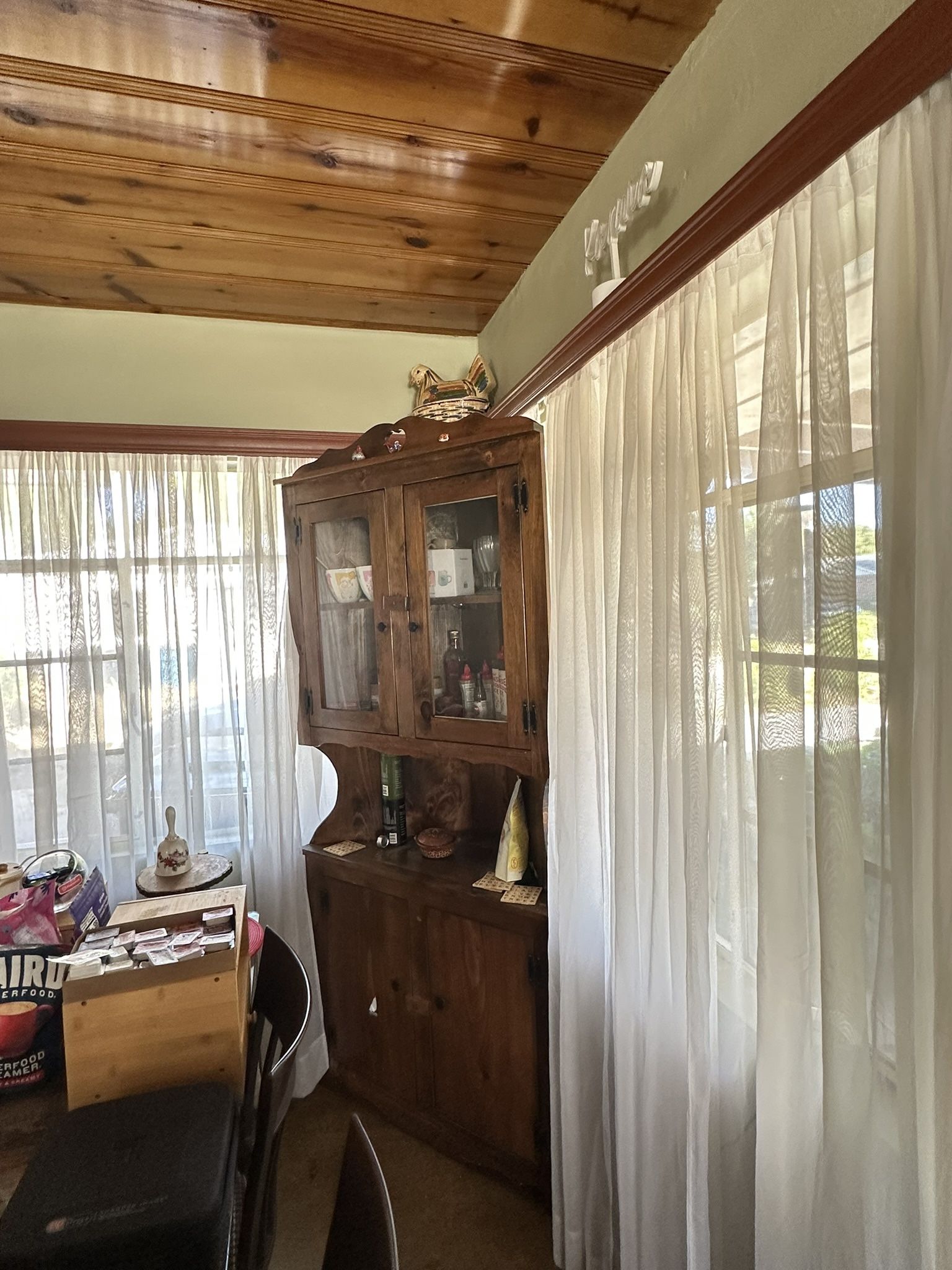 Antique Corner Hutch With Interior Lighting