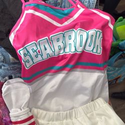 Kids Cheerleading Outfit With Bow And Pom Pom 