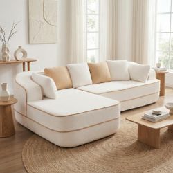 Gilbert 106" Teddy Fabric Modular Sectional Sofa with Left L-Shaped Chaise