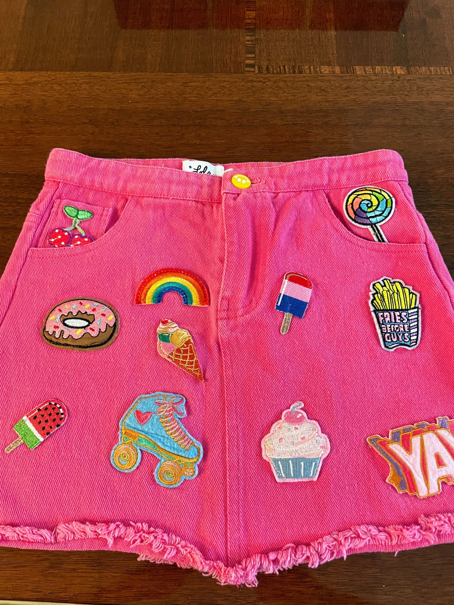 Lola And The Boys Hot Pink Jean Skirt