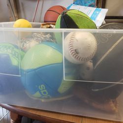 Box Of Balls Gloves Etc 
