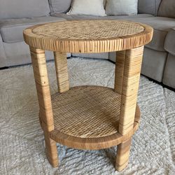 Round Rattan Side Table