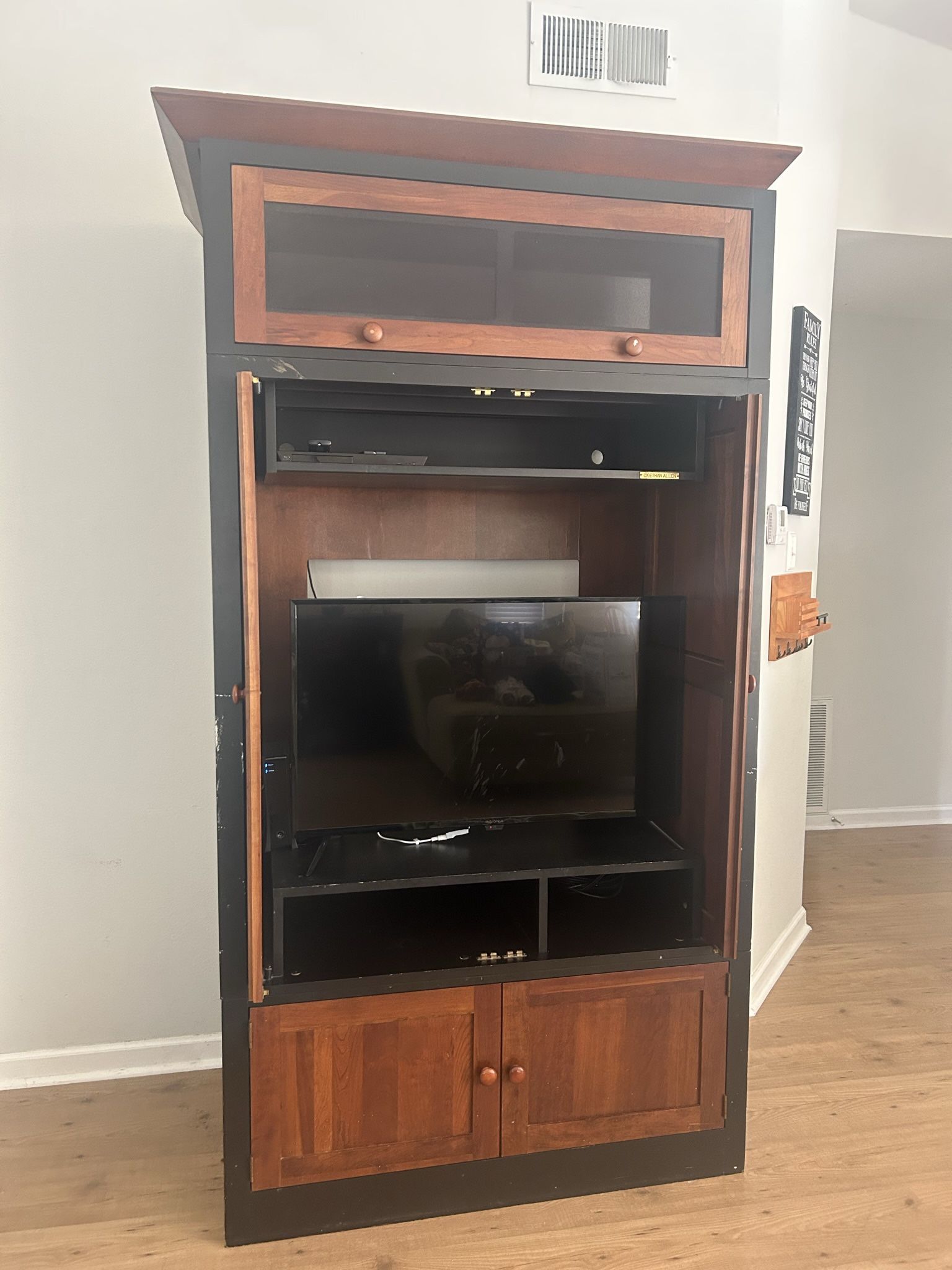 Ethan Allen Entertainment Armoire Cherry/Black