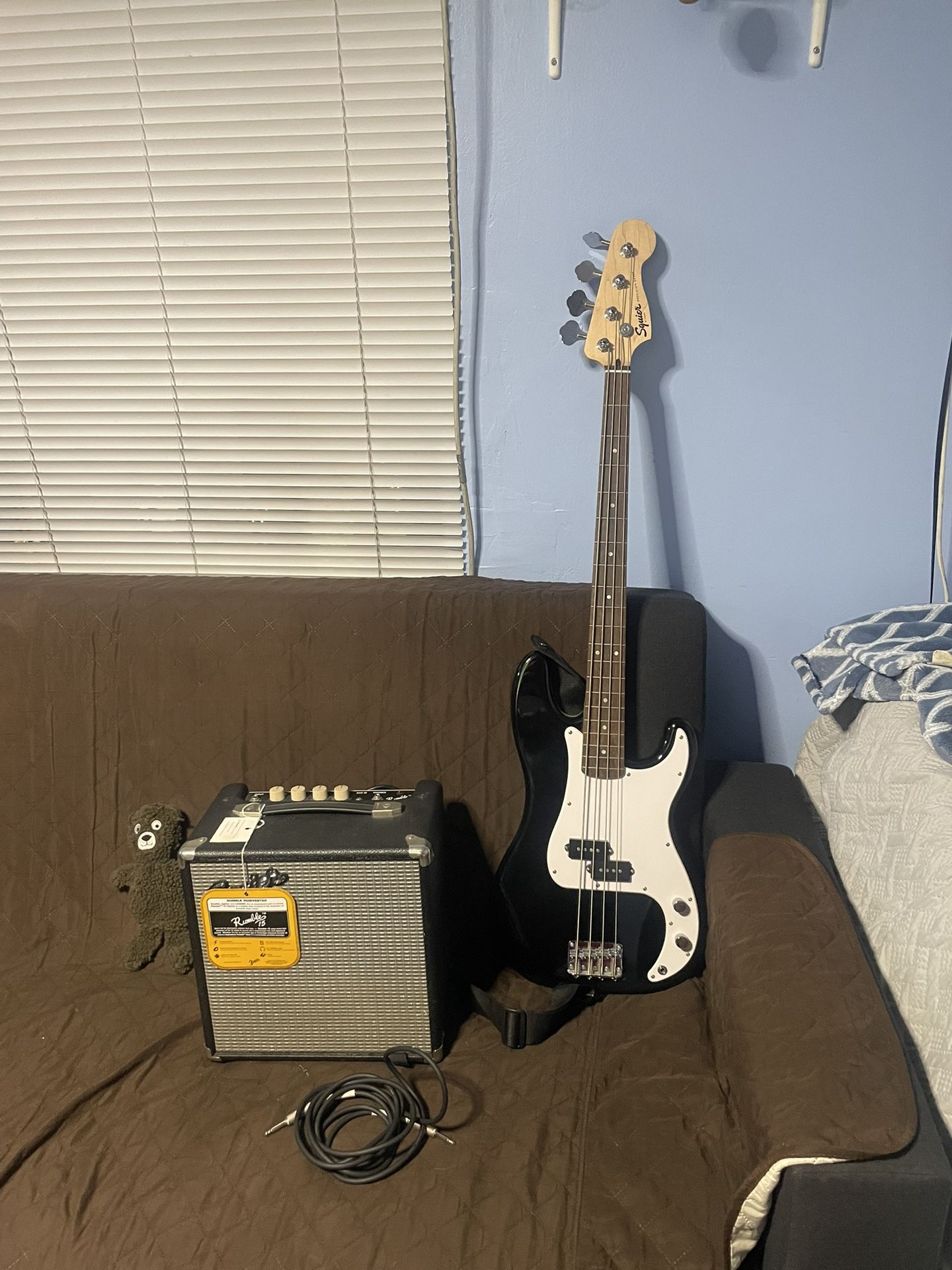 Squier By Fender Precision Bass Guitar And Rumble 15 Bass Amp Pack