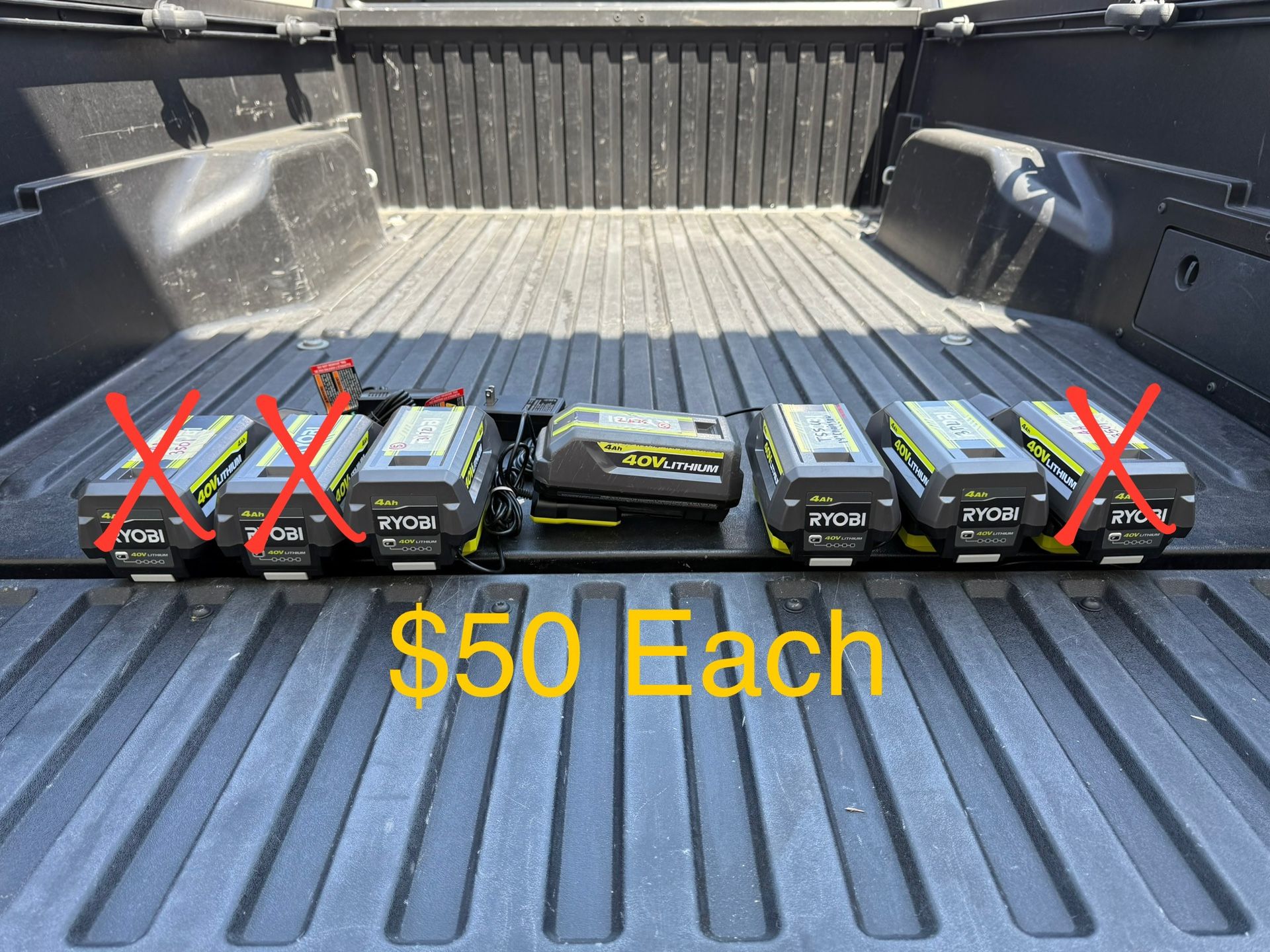 RYOBI 40V Lithium-Ion 4.0 Ah Battery & Charger Starter Kit **$50 Each**
