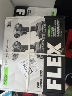 New Flex 24V Brushless Drill Impact Driver Combo 2 Batteries &Charger