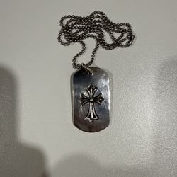 Chrome Heart Cross Dog Tag Necklace