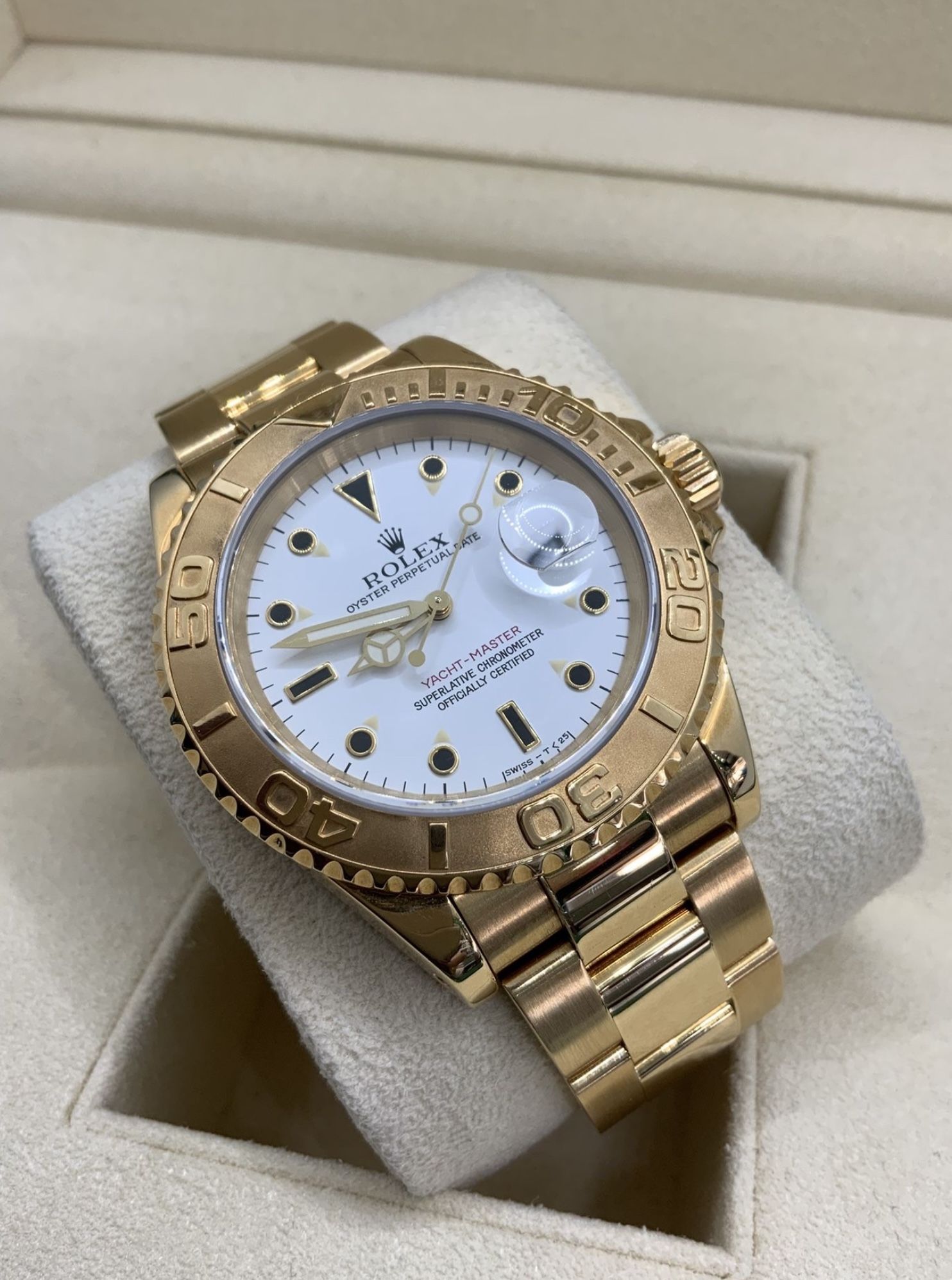 Rolex 16628 Yacht Master 40mm Yellow Gold White Dial Never...