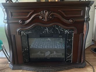 Brown Fireplace TV Stand