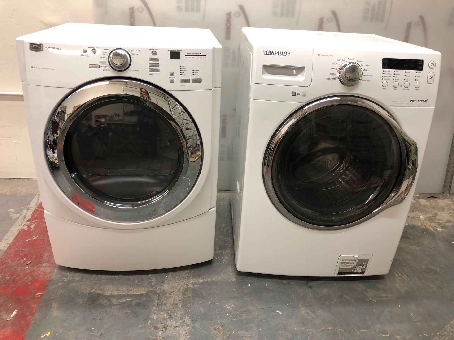 Maytag 3000 Series Dryer / Samsung VRT Steam Washer Top Quality