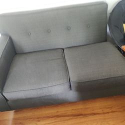 Gray Fabric Loveseat with Button Tufting