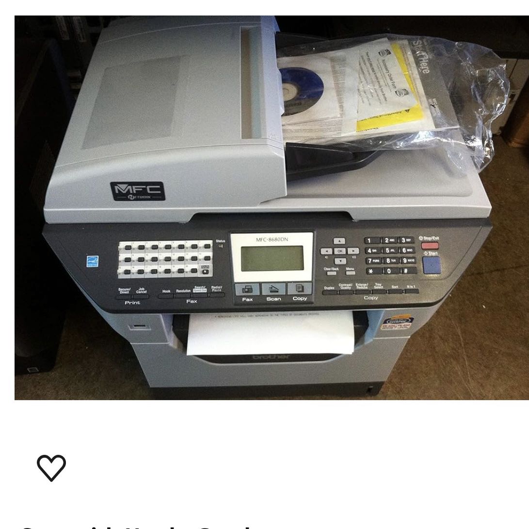 Brother Laser Printer, Copier Fax With New Extra Cartridge 