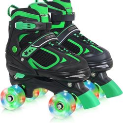 Nattork Roller skates for boys and girls, 4 sizes adjustable with all wheels illuminated