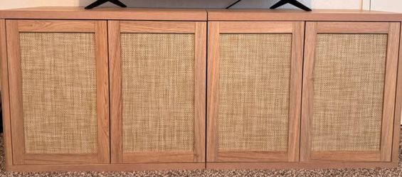 Wood and Rattan 4-Door Media Console