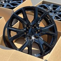 2024 Black 22" Wheels Cadillac Escalade Yukon Tahoe Set Factory Specs RIMS GMC Denali Sierra Chevy Silverado 1500 Chevrolet Suburban Avalanche 6x139