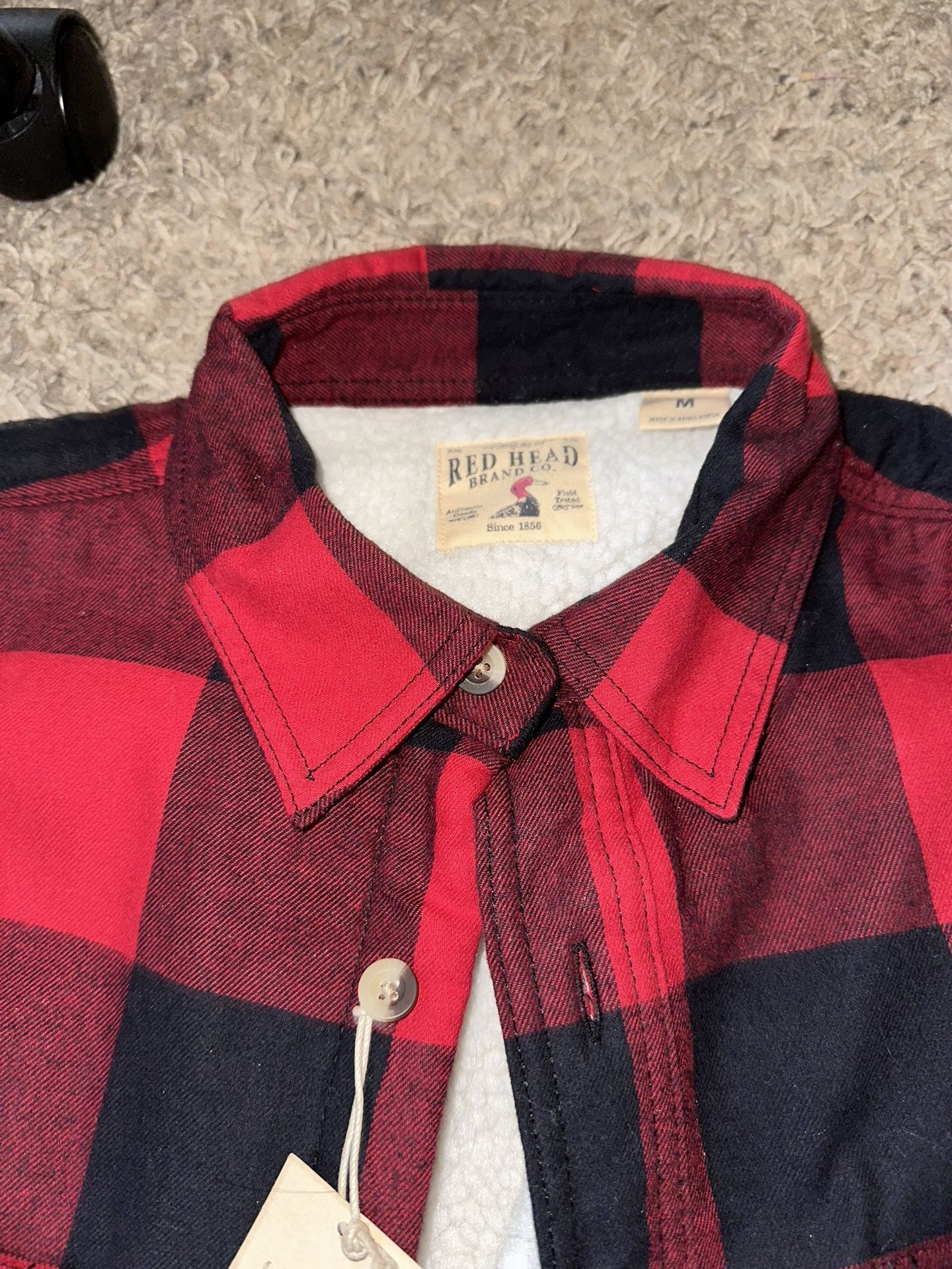 NEW RedHead Sherpa-Lined Plaid Long-Sleeve Shirt for Men (M)