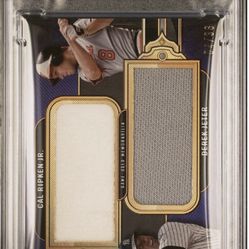 CAL RIPKEN JR DEREK JETER PSA 6 GAME USED JUMBO PATCH 4/36 DUAL HOF ( No AUTO ) available on  E ( BAY)