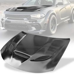 15-23 Dodge Charger SRT Hellcat Style Hood Scoop Vent Unpainted - Aluminum