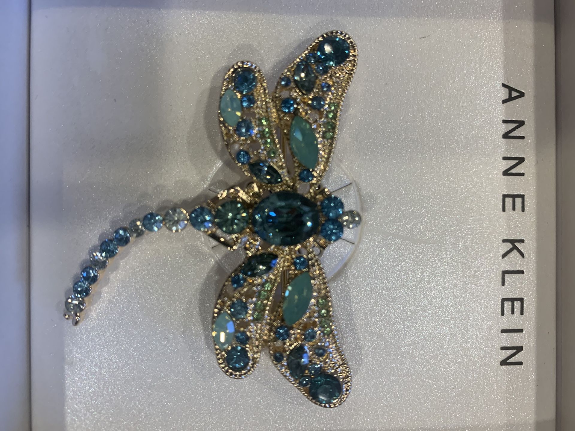 Blue And Green Crystal Dragonfly Brooch