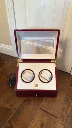 Steinhausen Rotation High Gloss Red Burlwood Finish 2-Watch Winder Case
