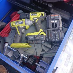 Ryobi Drill And Impact  Charger And Battery  