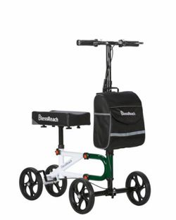 BlessReach Knee Scooter Steerable Knee Walker for Foot Injuries Compact Crutch Alternative with Dual Braking System (Green)