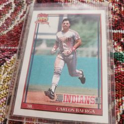 Cleveland Indians Carlos Bearga 1991 Topps 40th Anniversary Bold Back Error Card 1991 Topps 40th Anniversary Card 
