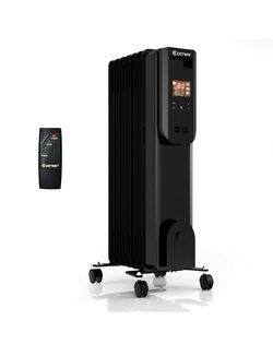 Costway 1500W Electric Oil Filled Radiator Heater LCD 7-Fin Timer w/ Remote Control