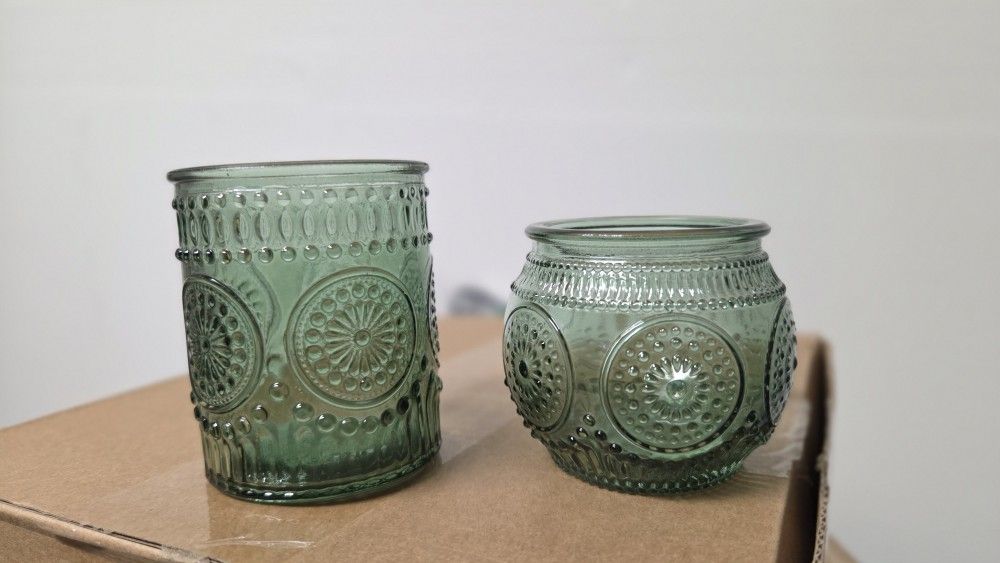 Green Glass Votive Candle Holders - Quantity 58