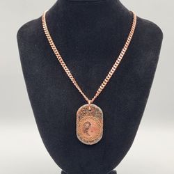 Dog Tag Orgonite Pendant – Pyrite & Carnelian with Yin Yang Design, Solid Copper Chain

