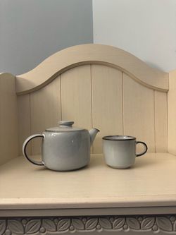 Gray Ceramic Teapot and Cup