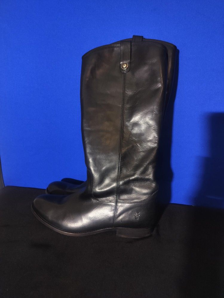 Women's FRYE Melissa Tall Black Leather Riding Boots (Size 12M)