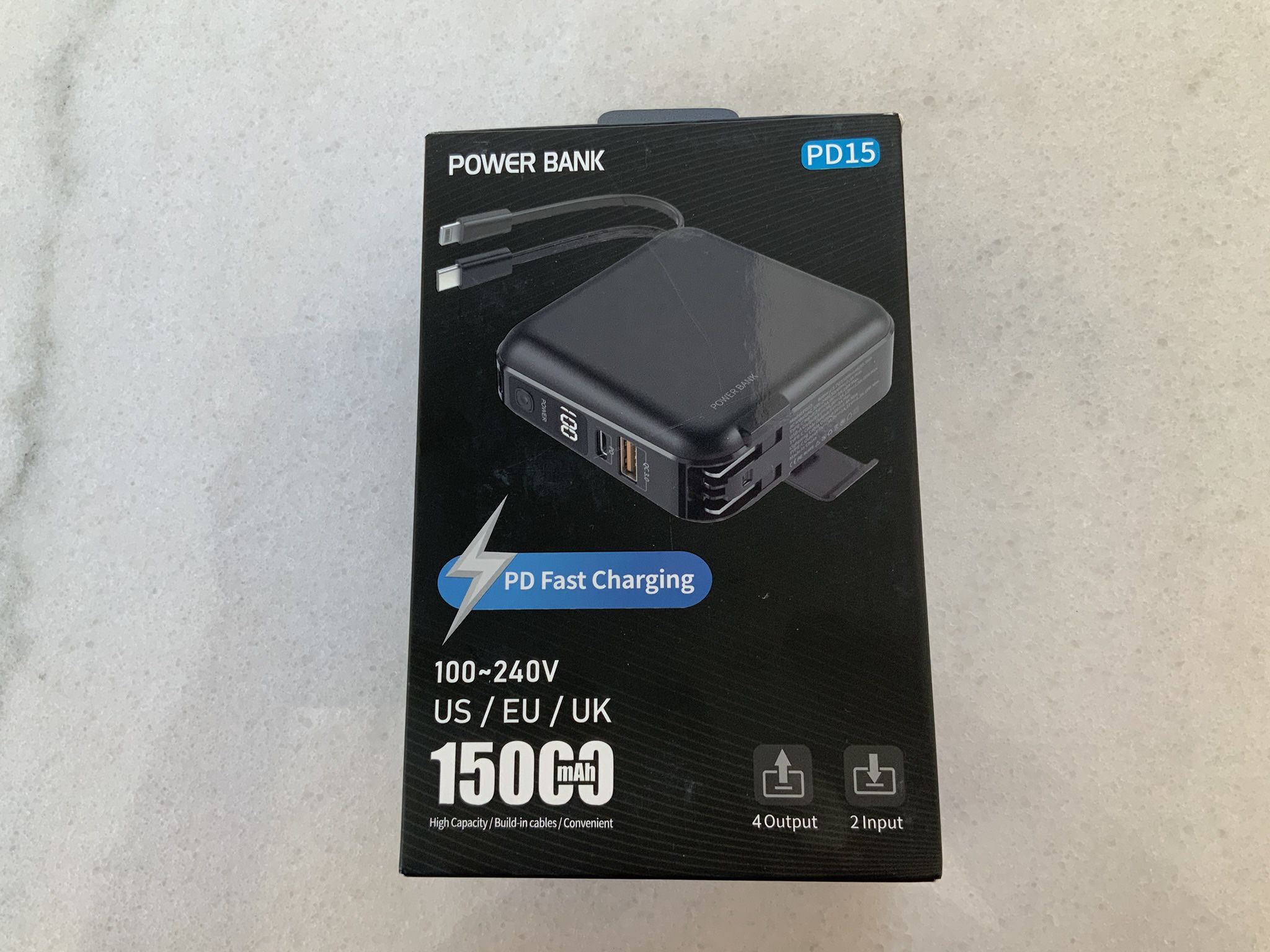 Power Bank Portable Charger-Hub Wall Plug In Built, New