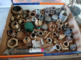 Assortment of Brass Fittings, AN Tapered Fitting s Black Pipe and Aluminum Lot