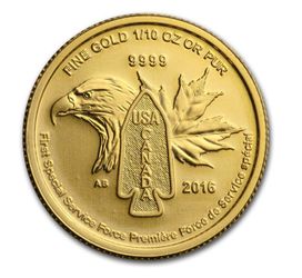 2016 Canada 1/10 oz Gold Coin $5 Special Service Force