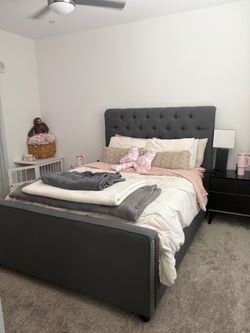 Grey queen size bed frame