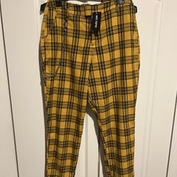 Hot Topic Women’s pants trousers yellow plaid whimsygoth academia/Spandex, Large